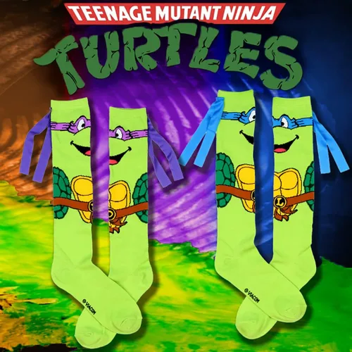 Miniatura 4 de Bioworld Calcetines altos hasta la rodilla con máscara de personaje de tortugas ninja