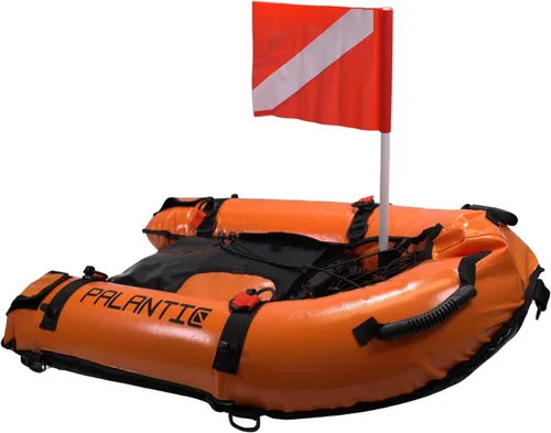 Miniatura 2 de Palantic Barco flotante inflable para pasarela de buceo con bandera de buceo y bomba de aire, naranja