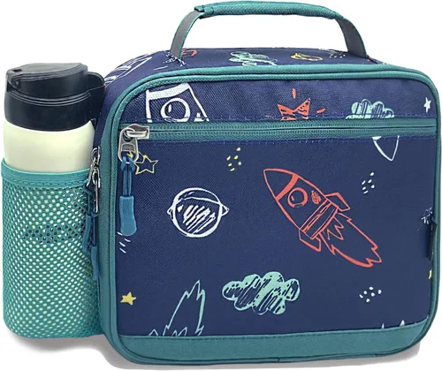 Miniatura 16 de Kulle - Lonchera de astronauta para niños, bolsa de almuerzo con tema espacial aislada, lonchera térmica reutilizable para niños, para la escuela