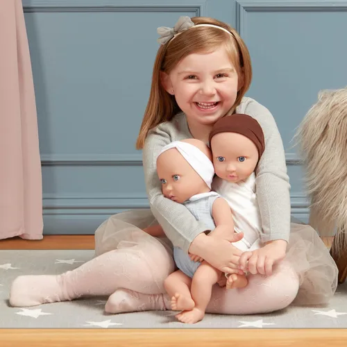 Miniatura 2 de LullaBaby Muñecas gemelas realistas de 14 pulgadas - Tonos de piel claros y ojos azules - Cuerpos suaves y trajes extraíbles - Sombrero, diadema