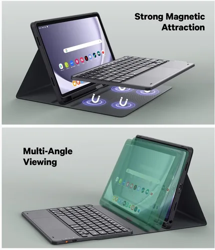 Miniatura 3 de GreenLaw Funda de teclado para Samsung Galaxy Tab A9 Plus de 11 pulgadas 2023, retroiluminación de 7 colores, trackpad inteligente, funda resistente