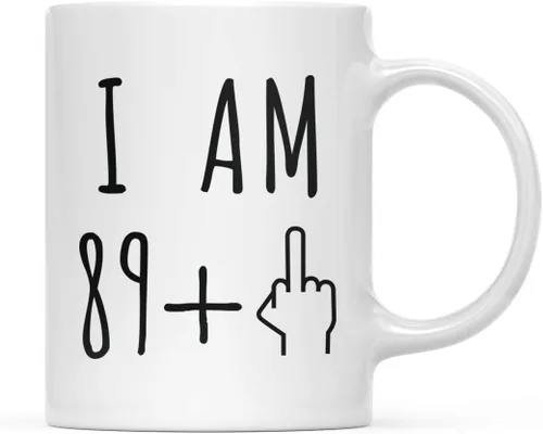 Miniatura 11 de Andaz Press Divertida taza de café de 11 onzas, regalo de broma de cumpleaños, I Am 49 + 1 dedo medio, 1 paquete, ideas de regalo de cumpleaños 50