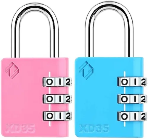 Miniatura 15 de ZarkerXD35 - Candado de combinación de 3 dígitos para escuela, gimnasio, casillero deportivo, valla, caja de herramientas, funda, al aire libre, Rosa
