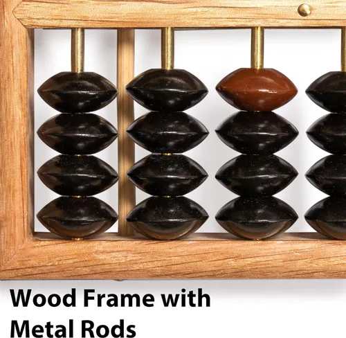 Miniatura 3 de ábaco de madera de estilo retro, calculadora de Soroban con botón de reajuste, 13.75 pulgadas, 17 columnas.