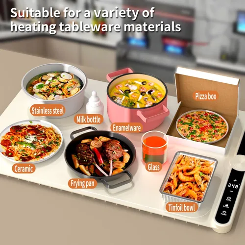 Miniatura 3 de LYSXP Tapete de calentamiento de alimentos 2025, 15 x 23.6 pulgadas, ajuste de temperatura de 9 niveles, calentador de alimentos multifuncional