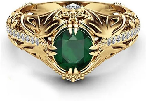 Miniatura 2 de Anillo de plata de ley 925 con circonita cúbica brillante chapado en oro de 14 quilates, anillo de diamantes de esmeralda para mujer, hallazgos
