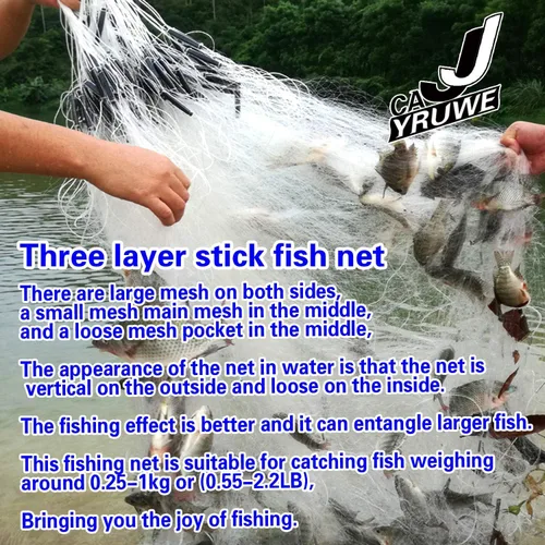 Miniatura 2 de Folding Fish Sticky Net Three Layer Mesh Nylon Floating Fishing Net Automatically Trap Catch Stick More Fish Easily Portable Folded Reuse Durable