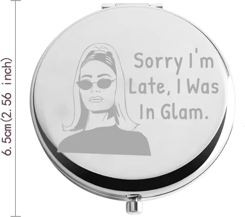 Miniatura 2 de Zuo Bao Espejo de maquillaje inspirado para ama de casa Sorry I'm Late I was in Compact Mirror Regalo para madre novia (Sorry I'm Late)
