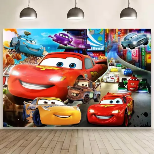 Miniatura 4 de 52 piezas de suministros para fiesta de cumpleaños de autos, juego de decoración de fiesta incluye cartel, telón de fondo, globos, remolinos