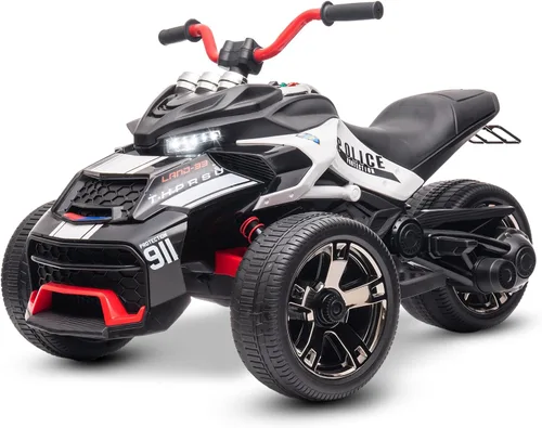 Miniatura 11 de Motocicleta eléctrica para niños de 12 V, rueda eléctrica de 3 ruedas, con luces LED, neumáticos EVA, velocidad alta y baja, bocina, música, azul