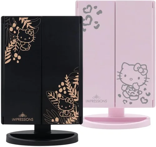 Miniatura 6 de Impressions Vanity Espejo Hello Kitty con Luces, Espejo de Maquillaje LED Tríptico de Tres Tonos con Sensor Táctil y Tres Paneles de Espejo Negro