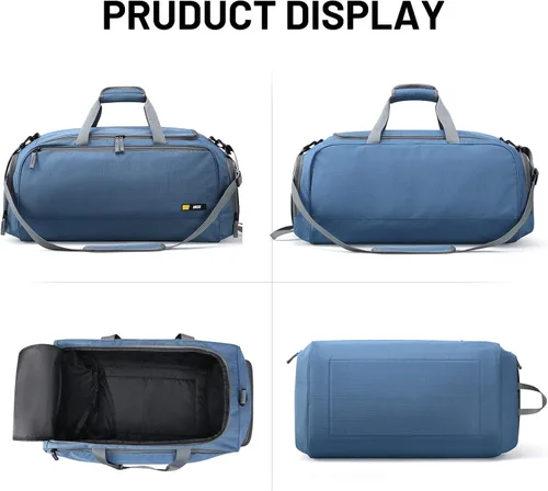 Miniatura 4 de MIER Bolsa de gimnasio grande para hombres con compartimento para zapatos, bolsas de lona ligeras para deportes, viajes, entrenamiento, fitness, fin