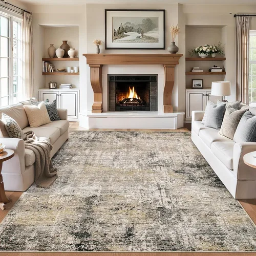 Miniatura 17 de Alfombras de 6x9 para sala de estar - Alfombra lavable moderna abstracta suave grande neutral antideslizante para piso interior resistente a manchas