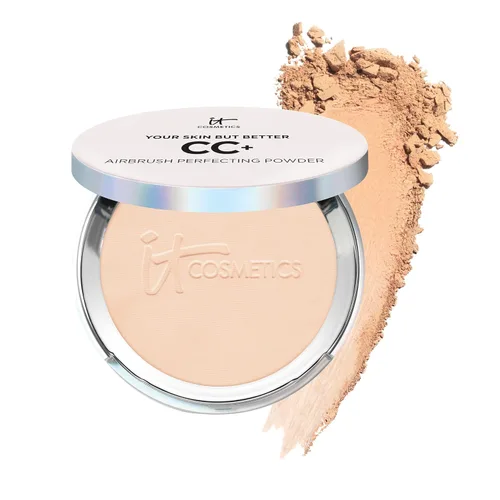 Miniatura 7 de IT Cosmetics CC+ Airbrush Perfecting Powder Foundation - Base de maquillaje en polvo prensado de cobertura ligera a completa, difumina poros