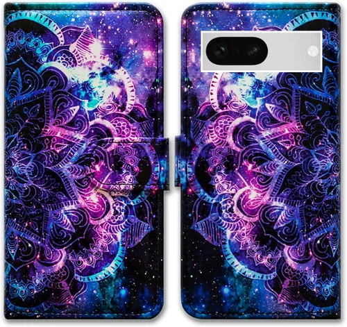 Miniatura 21 de Bcov Pixel 7a - Funda de piel con tapa y función atril para Google Pixel 7a, diseño de flores y mariposas azules Mariposa Azul Flores Rosa