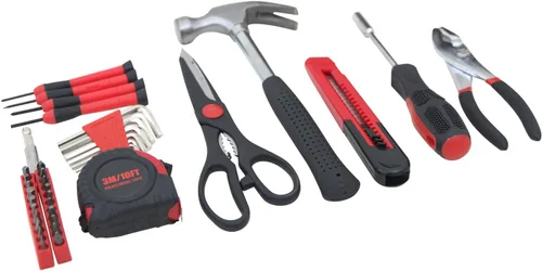 Miniatura 2 de Kit de Herramientas para el Hogar de 39 Piezas - Conjunto Integral y Esencial de Herramientas de Reparación para Dormitorio, Uso Doméstico, Rojo