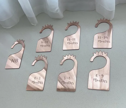 Miniatura 10 de Divisores de armario para bebé, juego de 7 organizadores de ropa de bebé con espejo acrílico para armario, hogar, guardería, desde recién nacidos