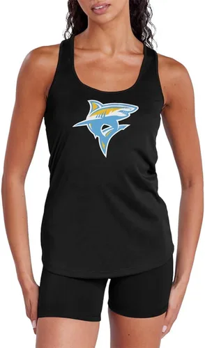 Miniatura 355 de Camiseta deportiva sin mangas oficial de NCAA Collegiate para mujer, con espalda cruzada, colección con logotipo primario