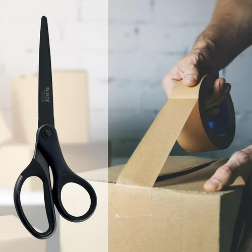 Miniatura 8 de Leitz Tijeras de titanio, para diestros o zurdos (ambidiestros), antiadherentes, papelería de oficina, mango ergonómico, negro, 7.087 in