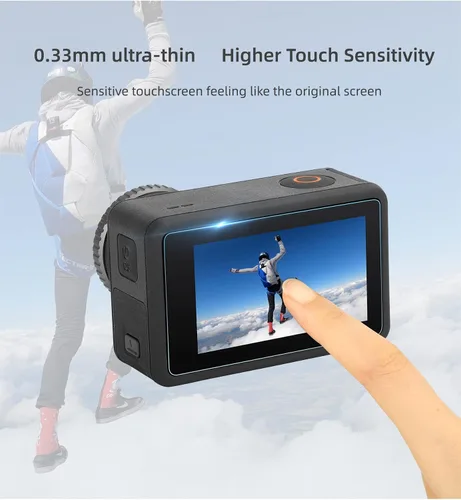 Miniatura 6 de Protector de pantalla de vidrio templado para cámara DJI Osmo Action 3, 2 películas protectoras de pantalla frontal y 2 películas protectoras
