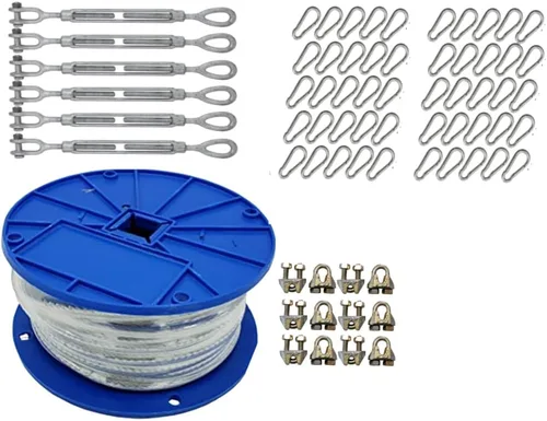 Miniatura 5 de Jones Sports Kit de cables X-Heavy Duty para interiores y exteriores, para béisbol y sóftbol, jaula de bateo, red con tensores de 1/2 pulgada