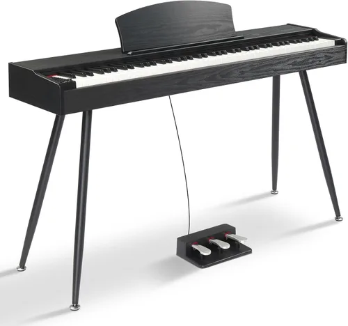 Ktaxon Piano de Teclado de 88 Teclas con Acción Ponderada, Piano de Teclado Electrónico, Piano Digital con Unidad de 3 Pedales, Soporte de Música