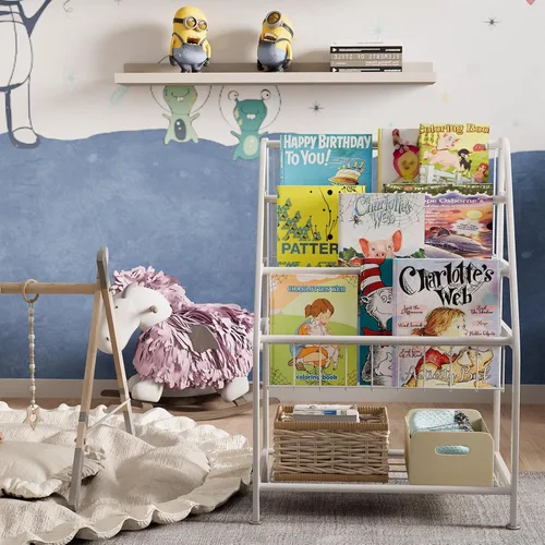 Miniatura 8 de aboxoo Estantería infantil independiente para habitación de niños pequeños de 18 pulgadas, organizador de juguetes, estantería blanca estable