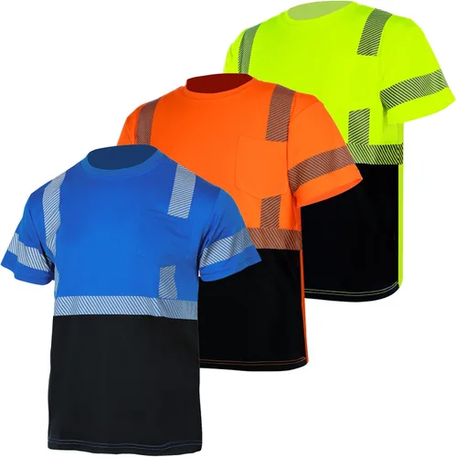 Miniatura 7 de VENDACE 3 piezas de seguridad camisetas reflectantes clase 3 alta visibilidad Hi Vis manga corta construcción trabajo camisas para hombres azul