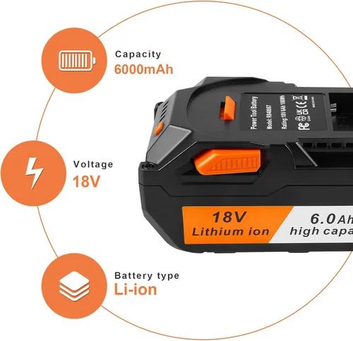 Miniatura 2 de ARyee Batería de repuesto de 18V 6000mAh compatible con taladro RIDGID 18V R840087 R840083 R840086 R840085 R840084 AC840085 AC840086 AC840087P