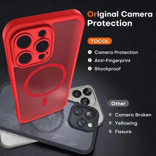Miniatura 229 de TOCOL Funda para iPhone 11, compatible con Magsafe, protección completa de cámara, imanes integrados, protección contra caídas, funda translúcida
