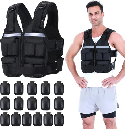 Miniatura 13 de Sportneer Chaleco con Peso Ajustable Pesos: 2-18 lbs/2-40 lbs Chaleco de Peso Lavable para Caminar 16 en 1 Chaleco de Ajuste Rápido para Rucking