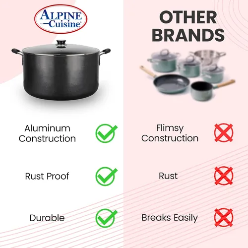 Miniatura 8 de Alpine Cuisine Olla de Caldo antiadherente de 35 cuartos de galón con tapa de vidrio templado y asas de transporte, utensilios de cocina multiusos