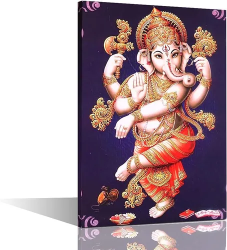 Miniatura 20 de TUMOVO Lord Ganesha - Decoración de pared Ganapati de Deidad india, cuadros impresos en lienzo, pósteres de pintura hinduismo cultural hindú