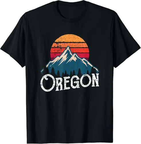 Camiseta retro Oregon OR Mountains Outdoor Wildness, Negro, S