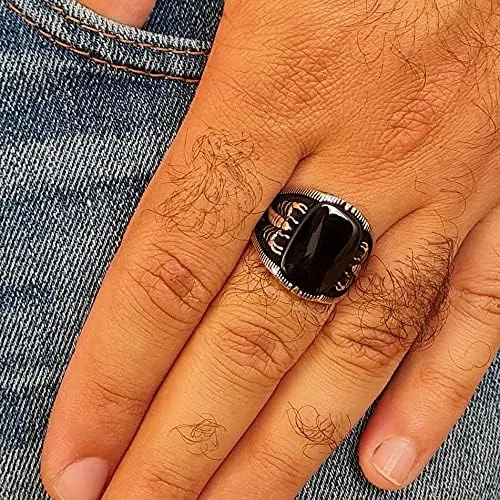 Miniatura 4 de Scorpion - Anillo de lujo de plata de ley 925 turco hecho a mano con piedra de ónice