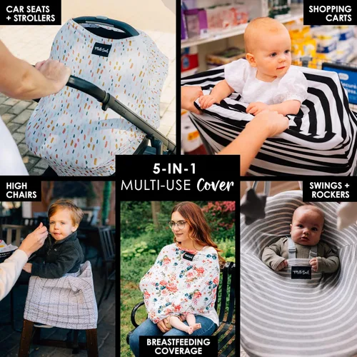 Miniatura 2 de Milk Snob Funda Original 5 en 1 – Funda de Lactancia para Lactancia Materna – Toldo para Asiento de Carro de Bebé y Cochecito – Diseño Esencial Todo