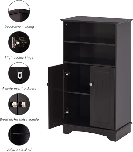 Miniatura 6 de Spirich Armario de almacenamiento de baño moderno de madera espresso, 23.62 pulgadas de ancho x 11.81 pulgadas de profundidad x 40.15 pulgadas