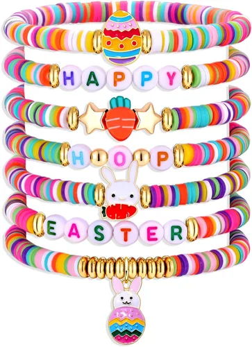 Miniatura 215 de Surfer Heishi - Pulseras apilables para mujer, apilables, de vinilo arcoíris, disco de arcilla, pulseras elásticas para la amistad, joyería bohemia