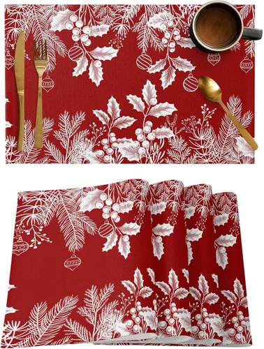 Miniatura 13 de Juego de 4 manteles individuales Boho de otoño, calabazas de acuarela para Acción de Gracias, resistentes al calor, lavables, para mesa, manteles