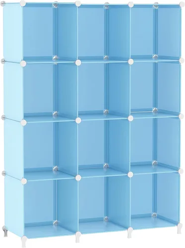 Miniatura 16 de AWTATOS Organizador de almacenamiento de cubos, estantería de 12 cubos, estantería de bricolaje de plástico para armario, estantes de almacenamiento