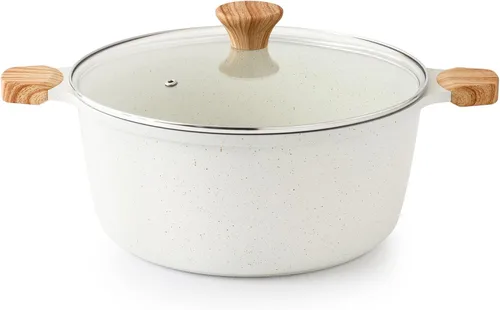 Miniatura 9 de SENSARTE Olla de cerámica antiadherente con tapa, olla de cocción de inducción de 4.5 cuartos de galón con tapa de vidrio templado, olla