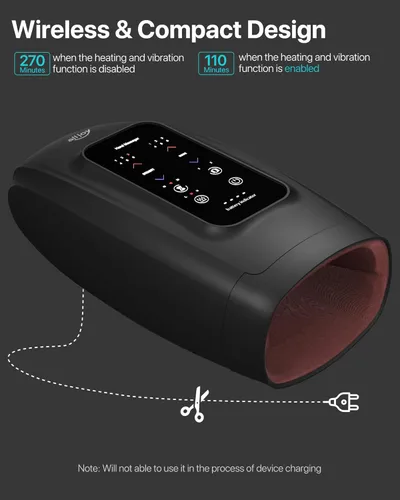 Miniatura 11 de ALLJOY Masajeador de manos para artritis y alivio del túnel carpiano, masajeador de manos inalámbrico con pantalla táctil con vibración y calor