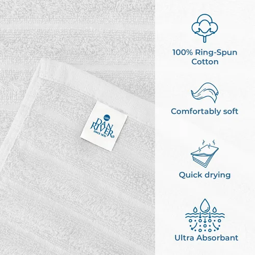 Miniatura 52 de DAN RIVER Paquete de 2 sábanas de baño de 35x70 pulgadas, sábanas de baño jumbo acanaladas para adultos, toallas grandes gruesas y absorbentes