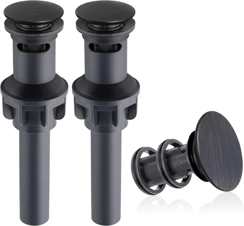 Miniatura 12 de Hibbent Paquete de 2 Desagües de Lavabo de Baño de Metal con Rebosadero, Tapón Emergente Desmontable, Colador de Lavabo de Tocador de Acero Acabado