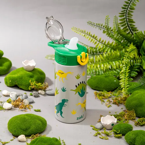 Miniatura 11 de Zak Designs Sage Kids - Botella de agua para la escuela, viajes o en casa, botella de agua de acero inoxidable de 14 onzas con pajilla, asa y tapa