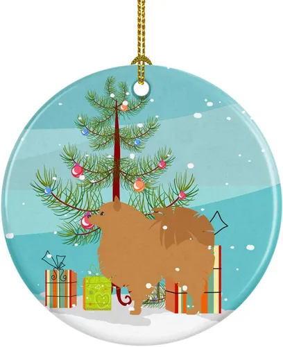 Miniatura 20 de Caroline's Treasures Bulldog inglés «Merry Christmas» adorno de cerámica para árbol de Navidad, decoración colgante para el hogar, Navidad, fiestas