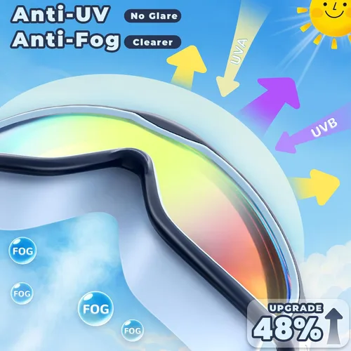 Miniatura 5 de Keary - Paquete de 2 gafas de natación para niños de 3 a 15 años, protección ultravioleta, antivaho, para piscina, agua, para niños, niñas, jóvenes