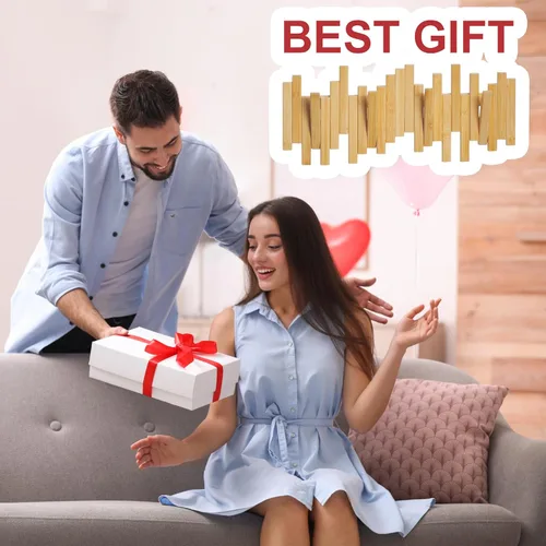Miniatura 7 de MinBoo Perchero de bambú con múltiples ganchos, moderno, único, que ahorra espacio con 4 ganchos abatibles para colgar abrigos, decoraciones