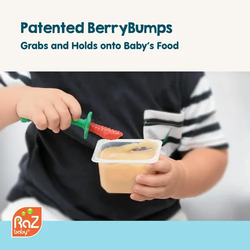 Miniatura 2 de RaZbaby RaZberry - Cuchara (2 unidades), silicona multitextura para agarre y comodidad durante la alimentación, perfecta para entrenamiento