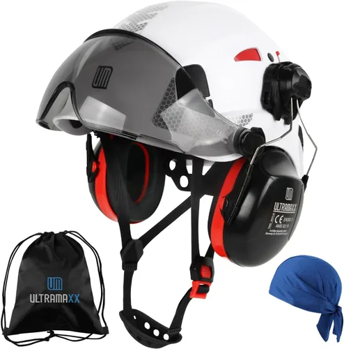 Miniatura 10 de UM ULTRAMAXX Casco de seguridad para casco duro y protección para los oídos, aprobado por ANSI Z89.1, kit de casco de trabajo ligero ventilado